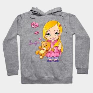 Pink Princess Girl with Teddy Bear | Lovely Hoodie